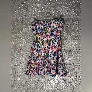 Bailey blue white pink blue strapless floral dress romper croquette girl preppy